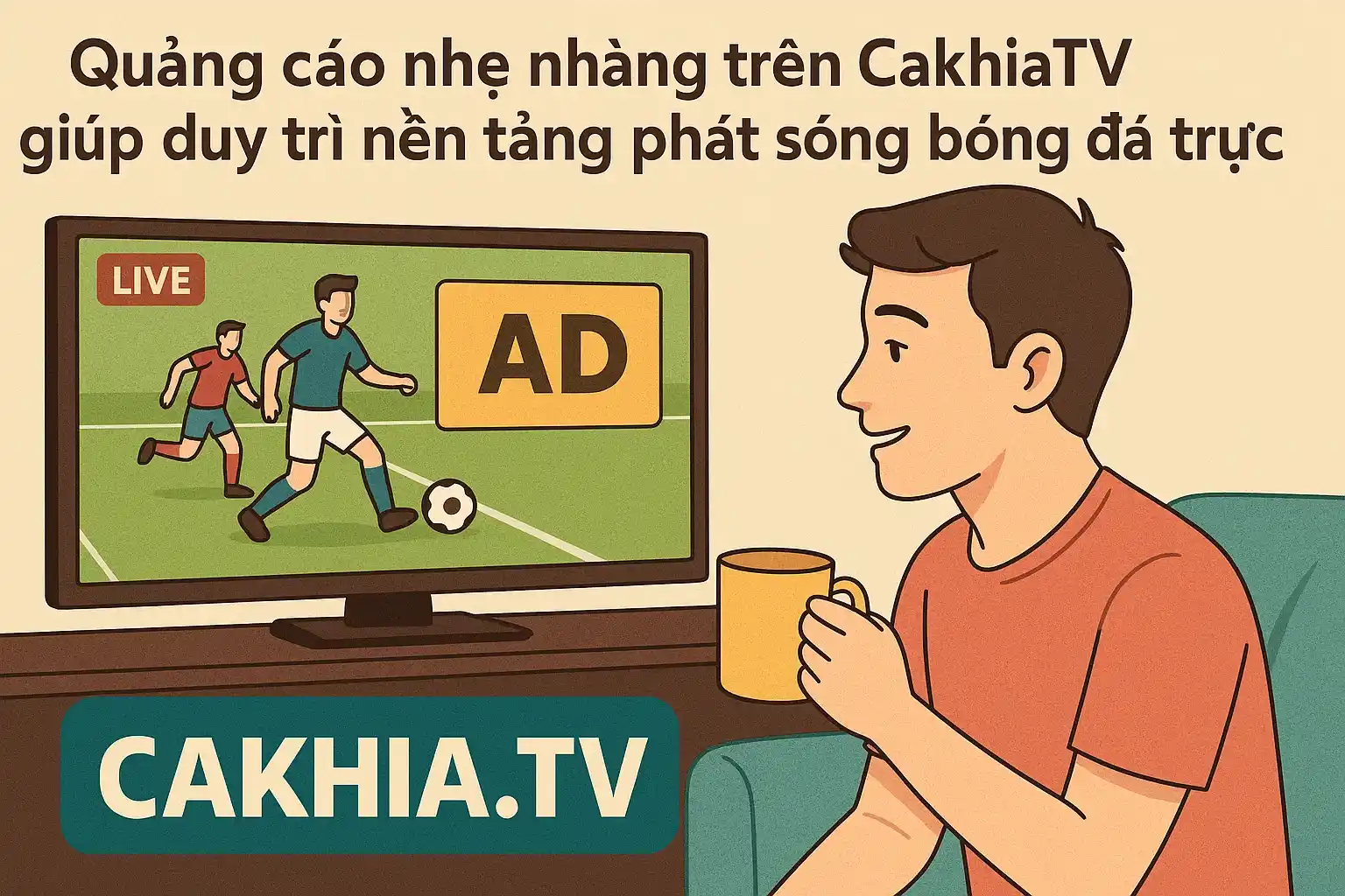 Tích hợp livescore trực tuyến để cùng xem trực tiếp bóng đá 4 Quảng cáo nhẹ nhàng trên CakhiaTV giúp duy trì nền tảng phát sóng bóng đá trực tiếp.