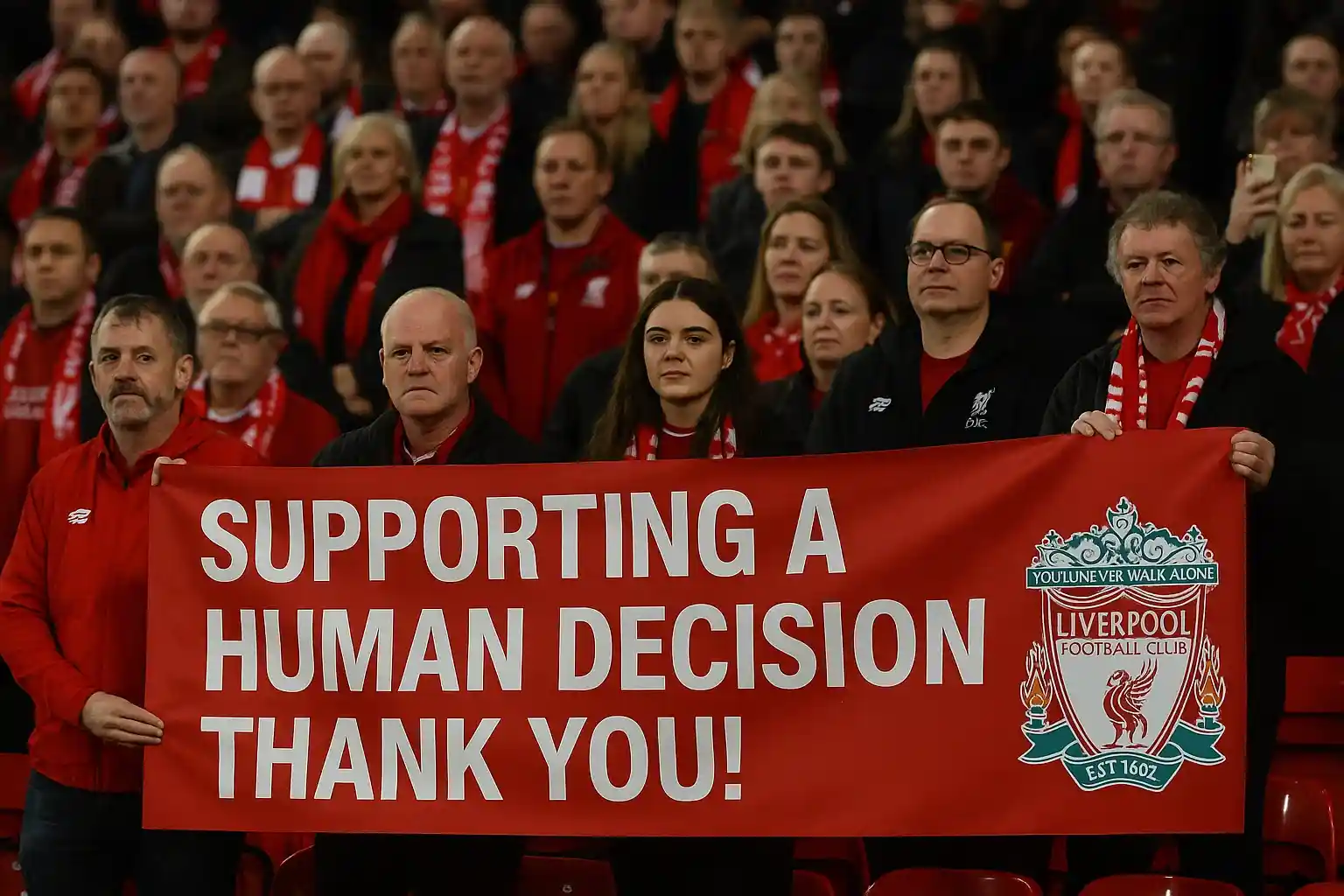 Liverpool vượt giới hạn: Tình người chấn động sân cỏ 4 CĐV Liverpool bày tỏ ủng hộ quyết định đầy nhân văn