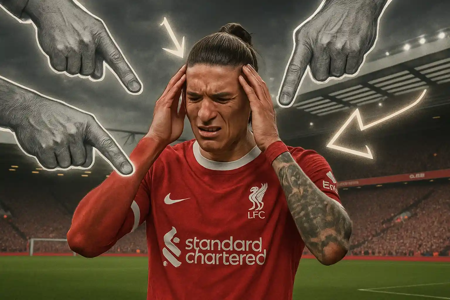 Darwin Nunez: Xuống tóc đổi vận nhưng phong độ vẫn mờ nhạt 4 Áp lực bủa vây Darwin Nunez trên sân Anfield