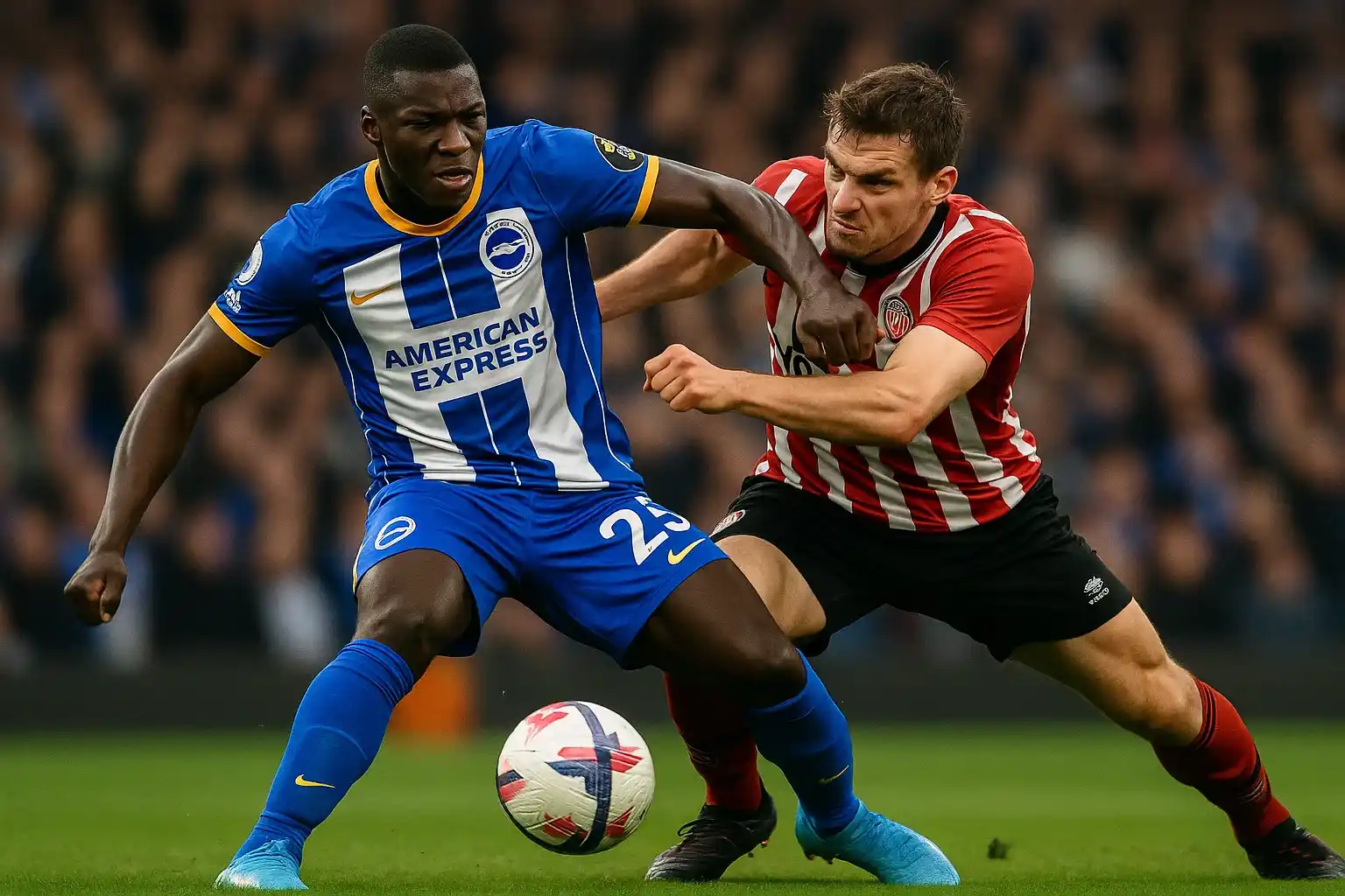 Moises Caicedo: Thép sống giữa Chelsea và Premier League 4 Moises Caicedo đối đầu với tiền vệ đối thủ, minh chứng sức mạnh