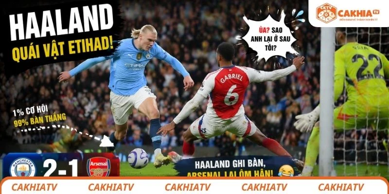 Arsenal thua Man City: Thua một trận, “mất luôn thế trận” trong cuộc đua 3 Khoảnh khắc Haaland vượt qua Gabriel ghi bàn trong trận Arsenal thua Man City